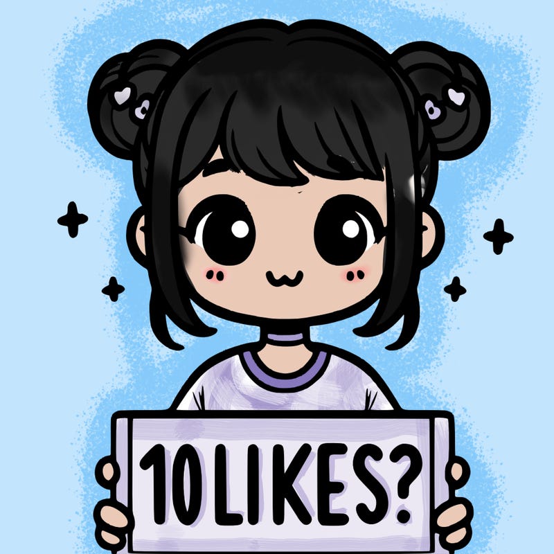 cute girl that is holding a sign that says 10 likes?