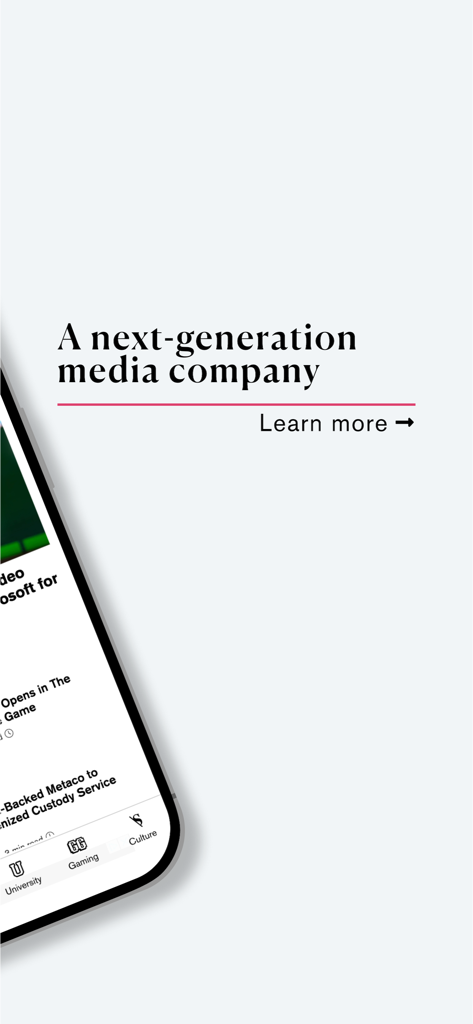 Decrypt: Bitcoin & crypto news - Decrypt mobile app interface featuring crypto news gaming and university hubs