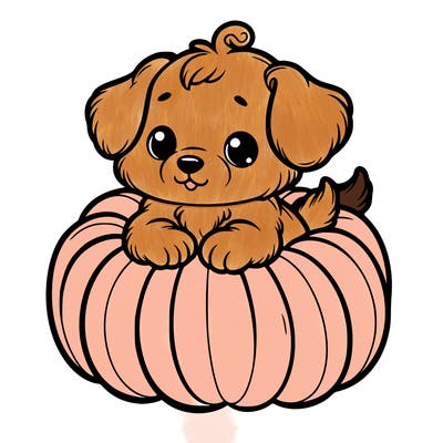 cute little puppy in a pumpkin
