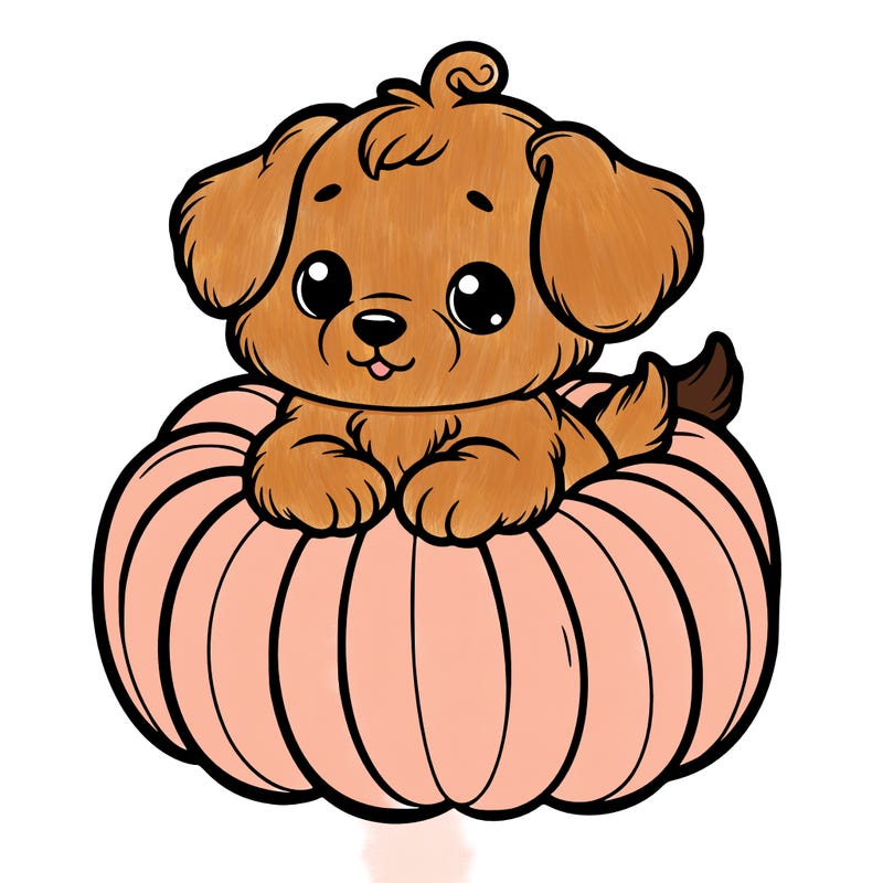 cute little puppy in a pumpkin
