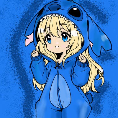 anime girl in a stitch onsie