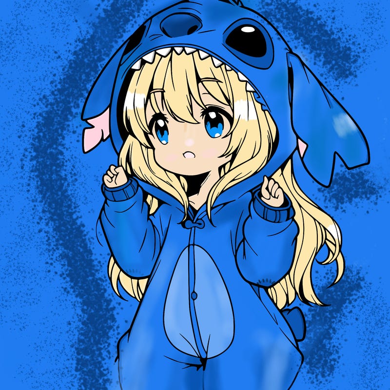 anime girl in a stitch onsie