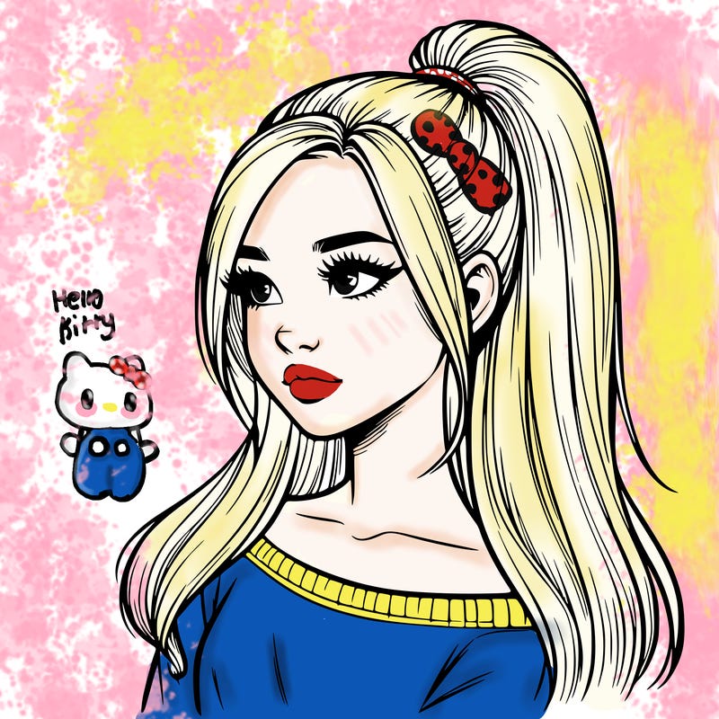 realistic girl with a high ponytail