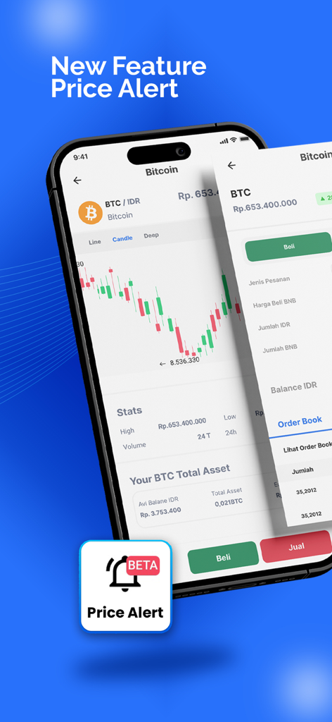 digitalexchangeid - DigitalExchangeID mobile app interface displaying the new Bitcoin price alert feature and trading chart