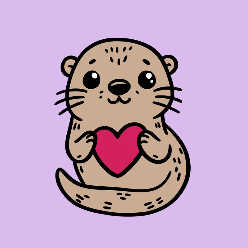 otter with a heart