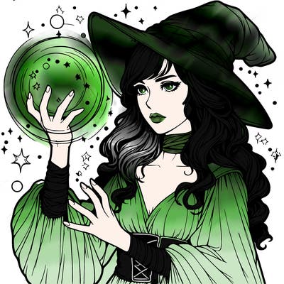 realistic women sorcerer using magic