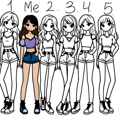 a group of girls wearing crop tops and shorts