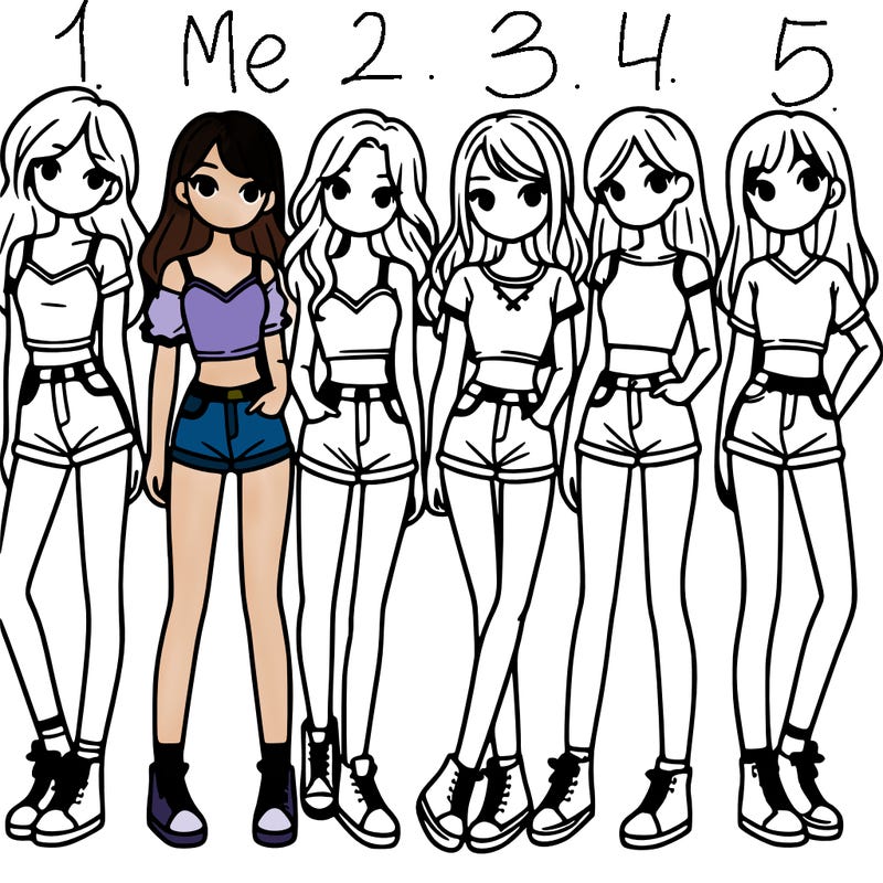a group of girls wearing crop tops and shorts