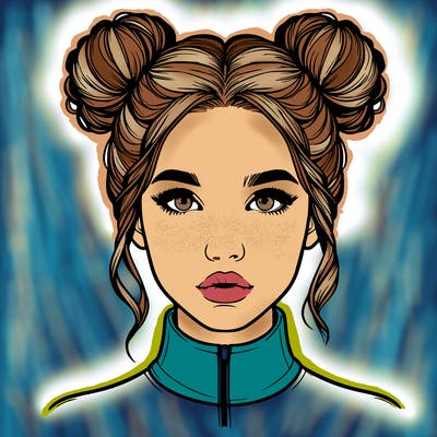 realistic woman that has space buns