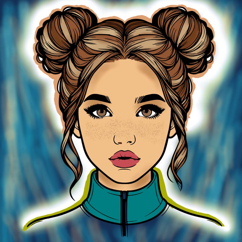 realistic woman that has space buns