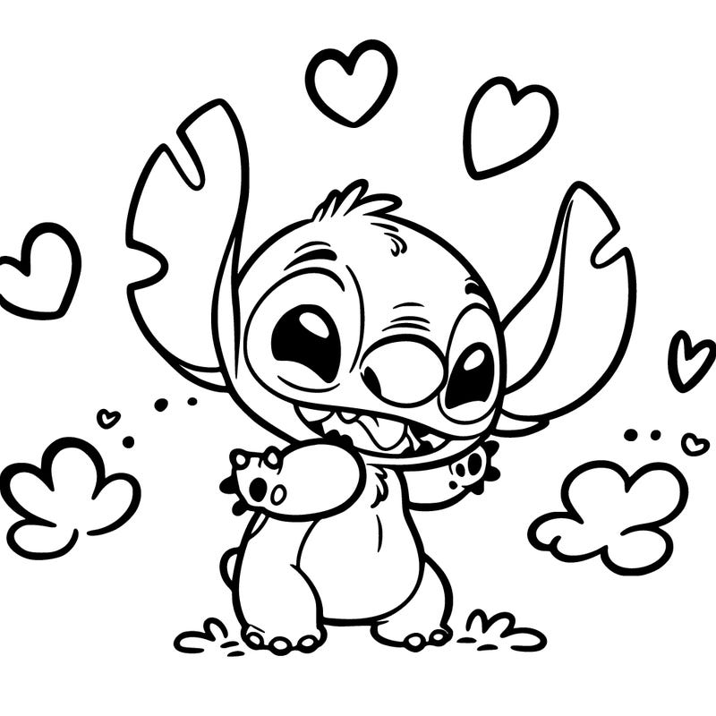 cute, stitch, and hearts
