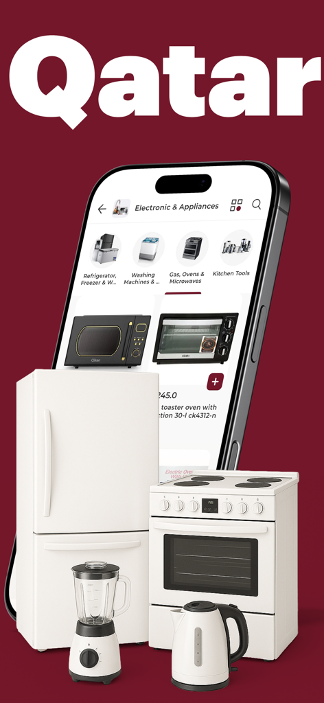 BaladiMart: Grocery - BaladiMart mobile app showing electronics and appliances for delivery in Qatar