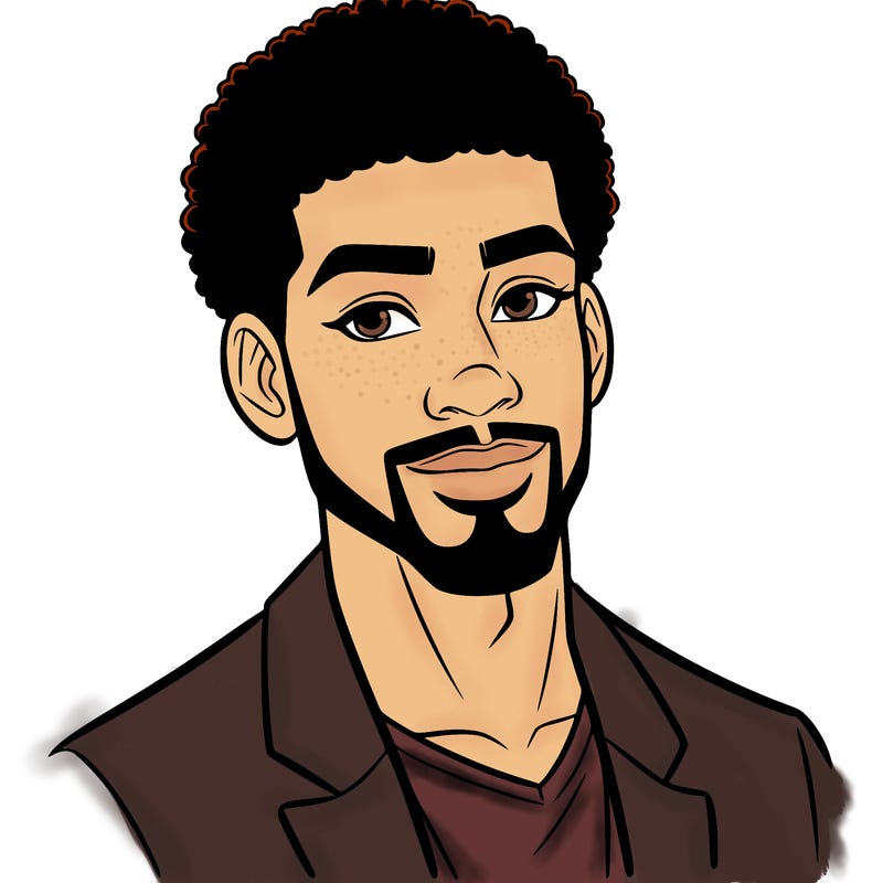 handsome black man with a goatee and afro