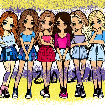 a group of girls realistic