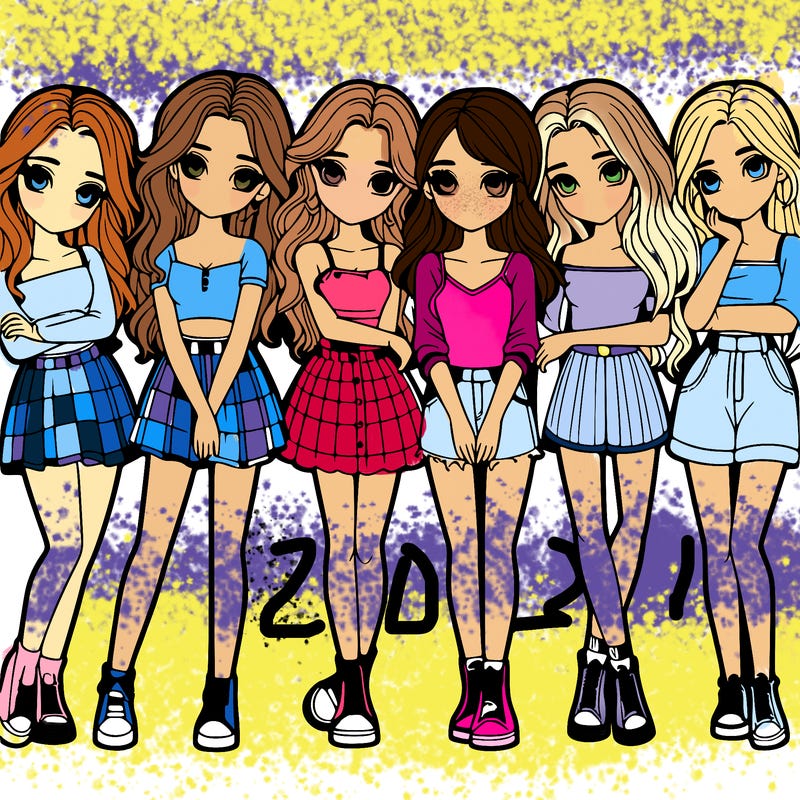 a group of girls realistic