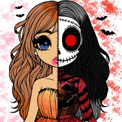 realistic girl halloween split