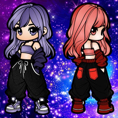 girl in crop top and baggy pants