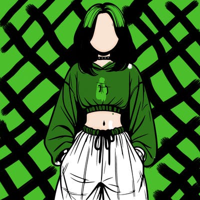 realistic girl faceless with baggy pants and a crop top