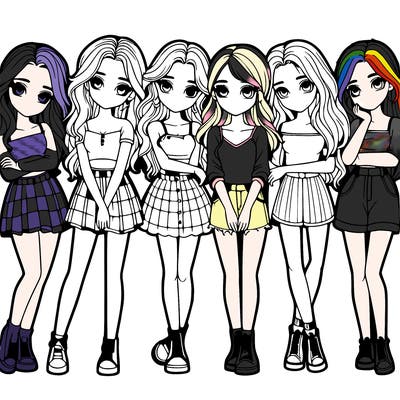 a group of girls realistic
