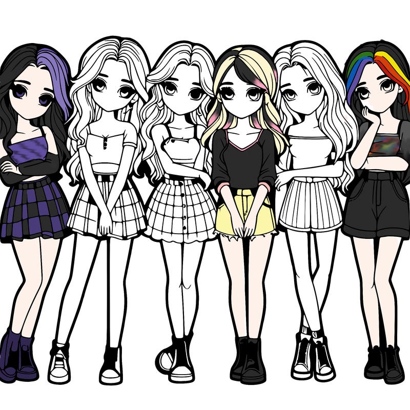 a group of girls realistic