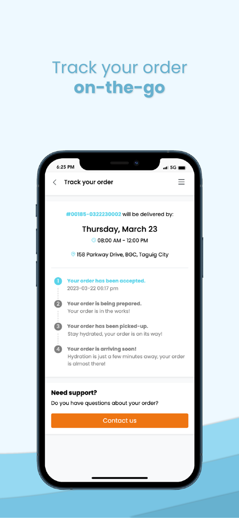 Real-time order tracking status on the Water Delivery Philippines mobile app