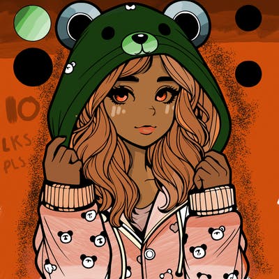 realistic girl in a animal pjs hoodie