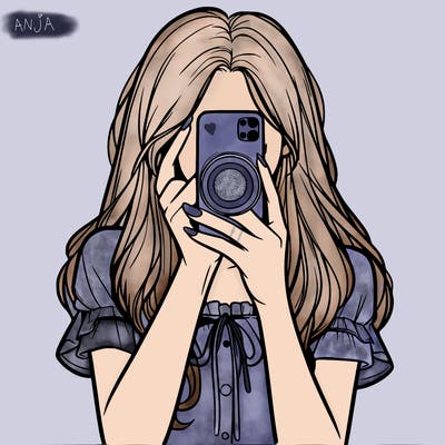 a realistic girl holding her phone taking pictures