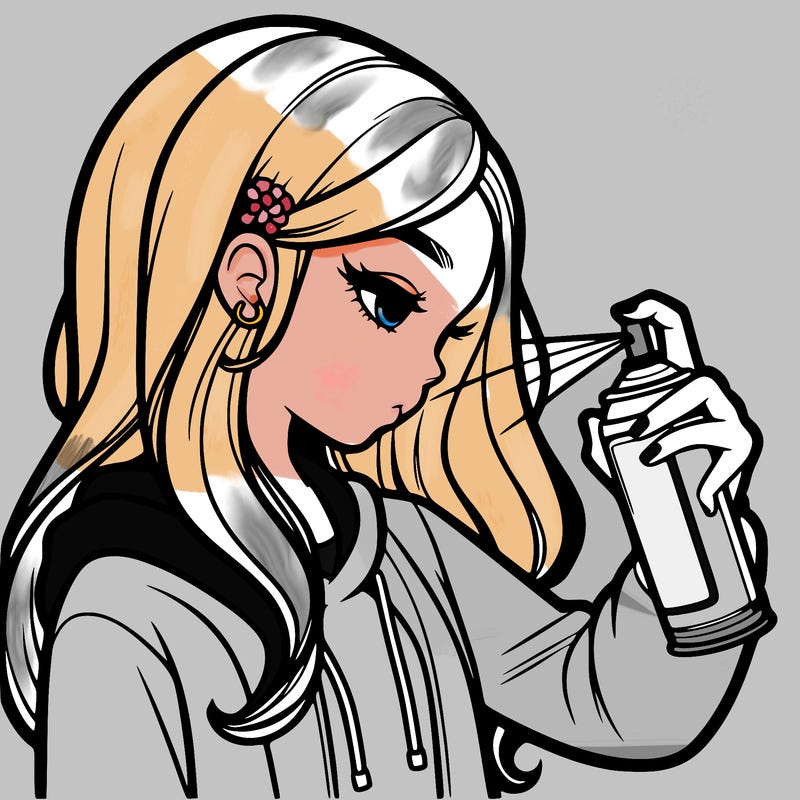 a realistic girl spray painting