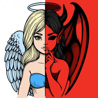 realistic angel half demon