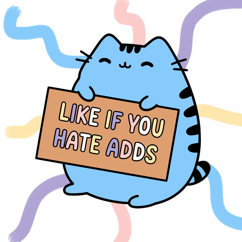a kawii pusheen cat holding a sign that says like if you hate adds