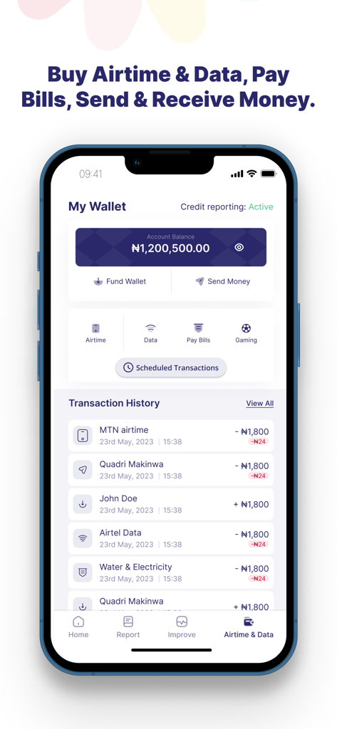 Pebblescore - PebbleScore mobile app wallet dashboard with transaction history and bill payment options.