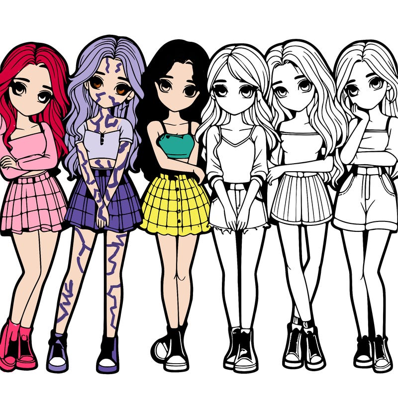 a group of girls realistic