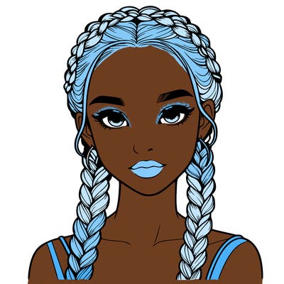 realistic girl with braids