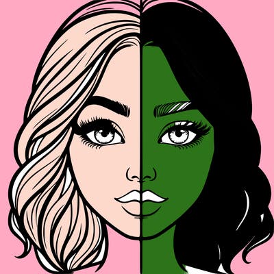 realistic girl split half