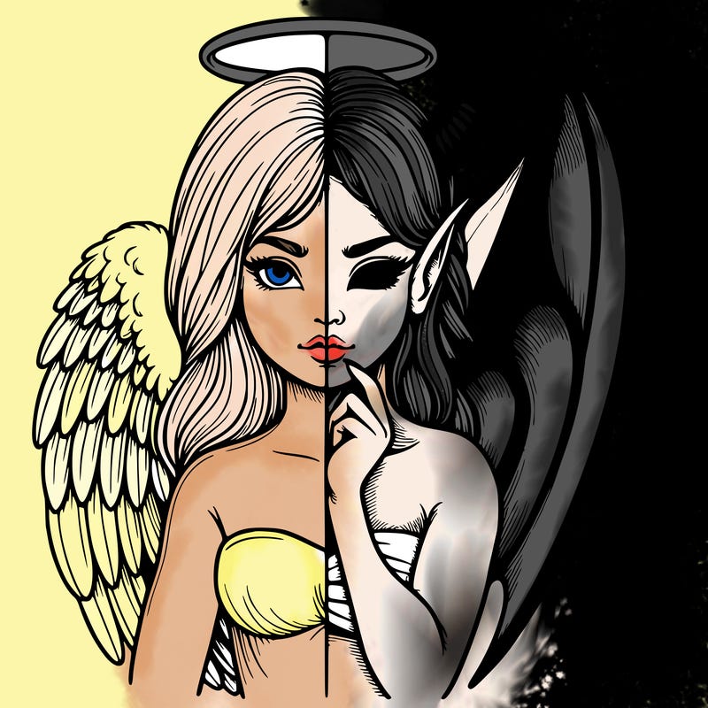realistic angel half demon