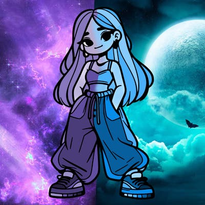 girl in crop top and baggy pants