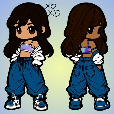 girl in crop top and baggy pants