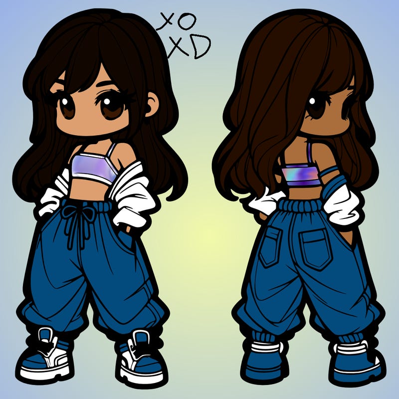 girl in crop top and baggy pants