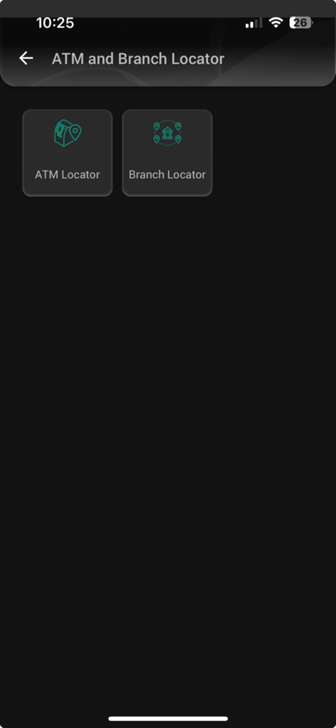 ATM and Branch Locator screen of the IDBI Bank GO Mobile plus application