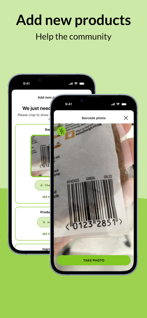 Smartphone screen showing the add new products feature to help the celery allergy community