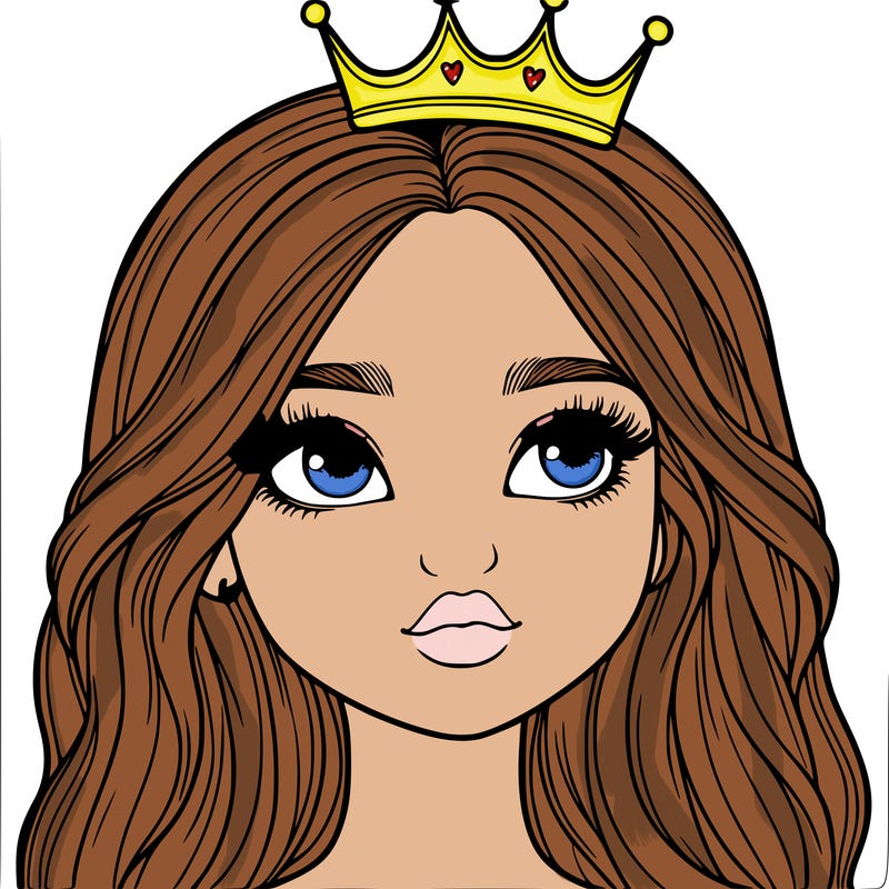 a realistic girl with a crown on
