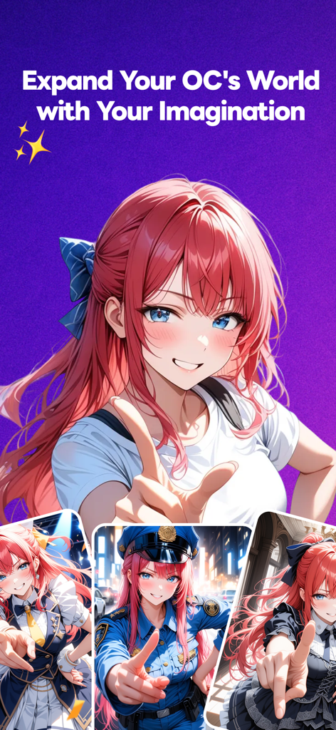 Days AI - AI Art & OC Creator - Anime character with red hair in multiple outfits generated by Days AI