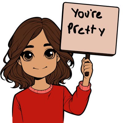 realistic girl holding up a sign