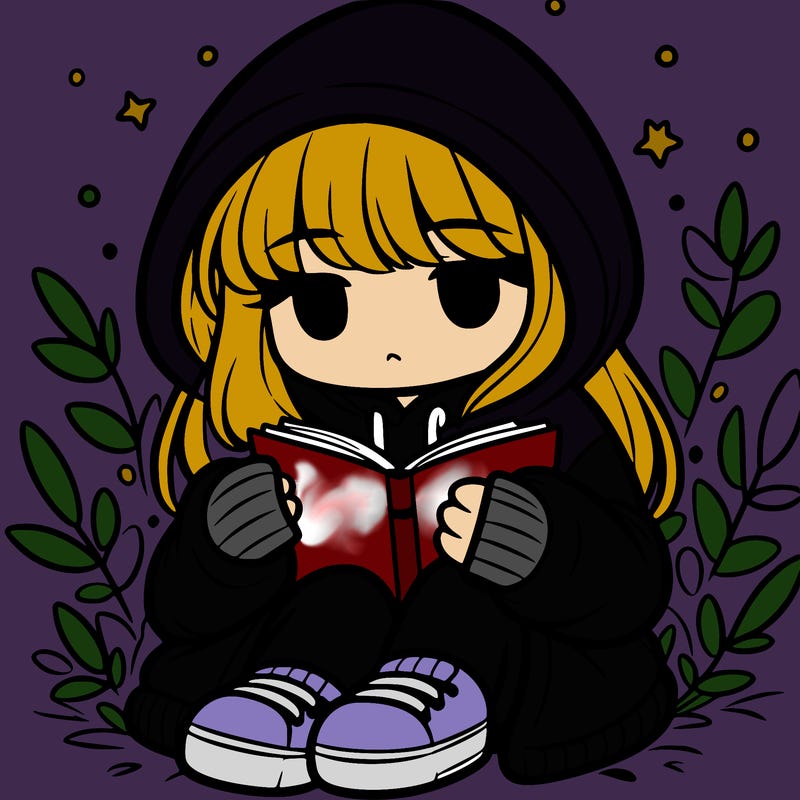 girl in oversized hoodie reading a book