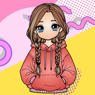 a realistic girl with a oversized hoodie and she has braids