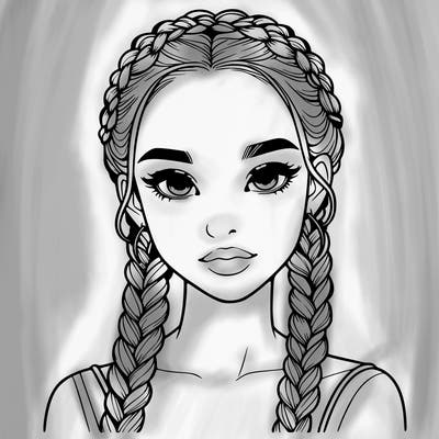 realistic girl with braids