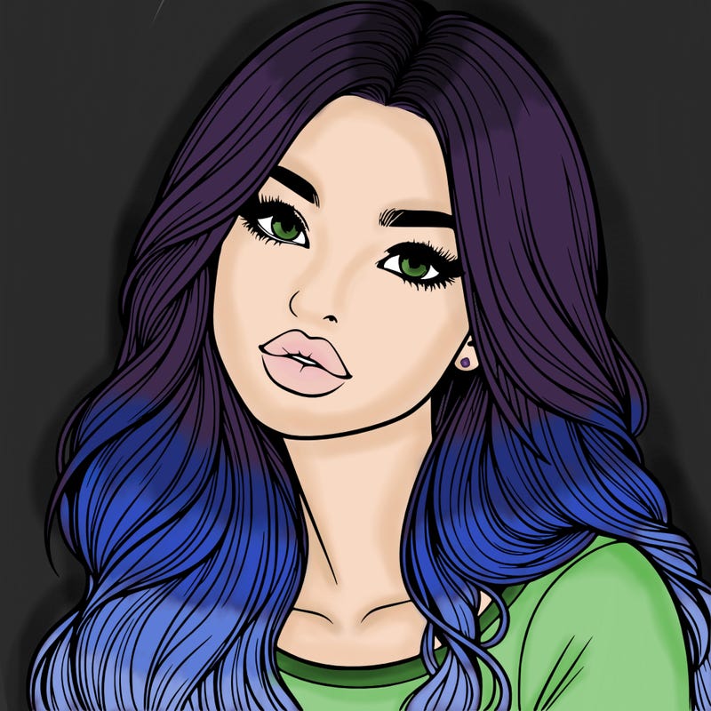 realistic girl with hair on her hair and lips