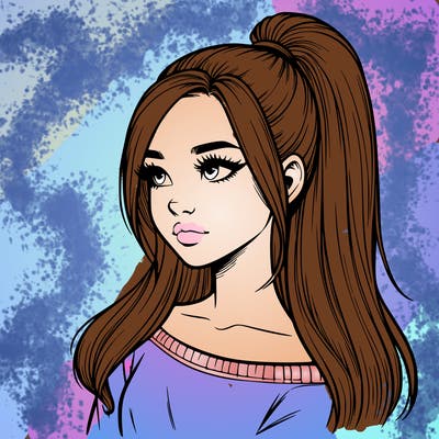 realistic girl with a high ponytail