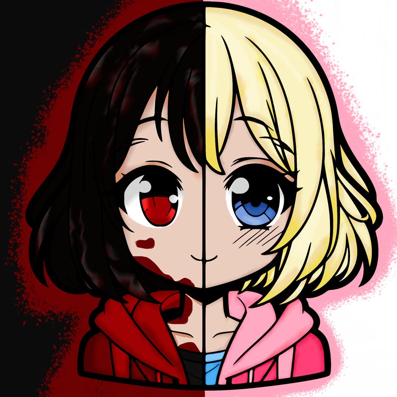 animated girl half anime