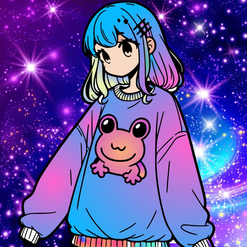 girl wearing frogging sweatshirt